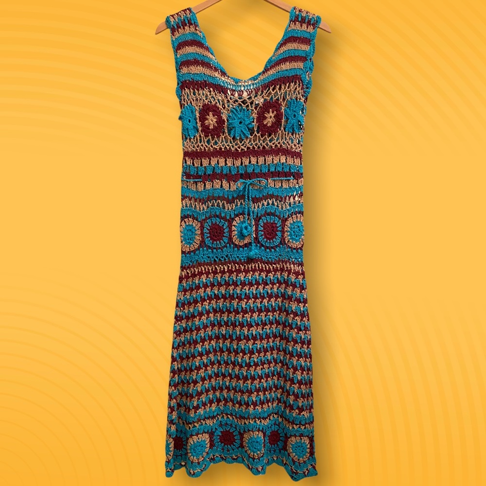 Crochet handmade boho hippie style dress.